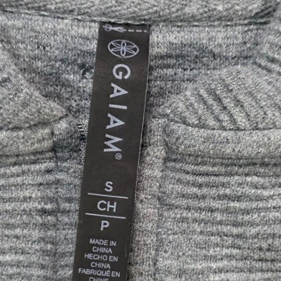 Gaiam Womens Small Heather Gray Ribbed Full Zip Bomber Track Jacket Mock Neck - Picture 8 of 9